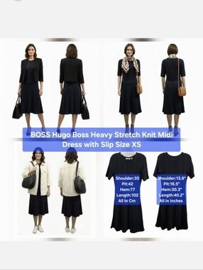 BOSS Hugo Boss Heavy Stretch Knit Midi Dress with Slip Size XS